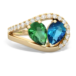 Lab Emerald Nestled Heart Keepsake 14K Yellow Gold ring R5650