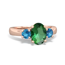 Lab Emerald Three Stone Oval Trellis 14K Rose Gold ring R4024