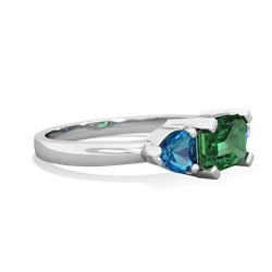 Lab Emerald Three Stone 14K White Gold ring R5235