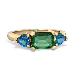 Lab Emerald Three Stone 14K Yellow Gold ring R5235