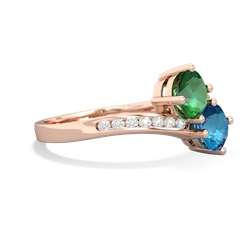 Lab Emerald Channel Set Two Stone 14K Rose Gold ring R5303