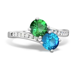 Lab Emerald Channel Set Two Stone 14K White Gold ring R5303