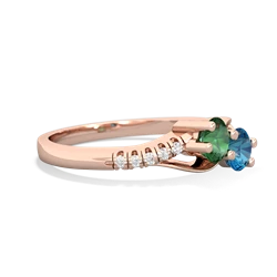 Lab Emerald Infinity Pave Two Stone 14K Rose Gold ring R5285