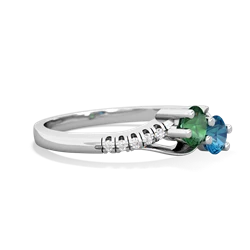 Lab Emerald Infinity Pave Two Stone 14K White Gold ring R5285