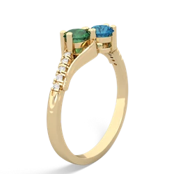 Lab Emerald Infinity Pave Two Stone 14K Yellow Gold ring R5285