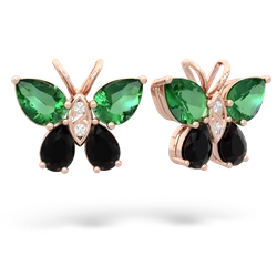 Lab Emerald Butterfly 14K Rose Gold earrings E2215