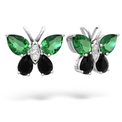 Lab Emerald Butterfly 14K White Gold earrings E2215