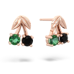 Lab Emerald Sweet Cherries 14K Rose Gold earrings E7001