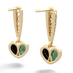 Lab Emerald Filligree Heart 14K Yellow Gold earrings E5070