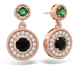 Lab Emerald Halo Dangle 14K Rose Gold earrings E5319