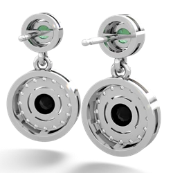 Lab Emerald Halo Dangle 14K White Gold earrings E5319