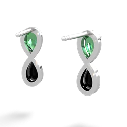 Lab Emerald Infinity 14K White Gold earrings E5050