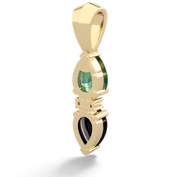Lab Emerald Bowtie Drop 14K Yellow Gold pendant P0865