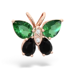 Lab Emerald Butterfly 14K Rose Gold pendant P2215