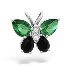 Lab Emerald Butterfly 14K White Gold pendant P2215