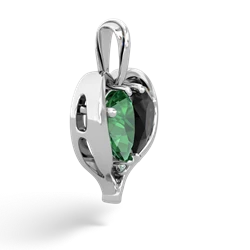 Lab Emerald Two Become One 14K White Gold pendant P5330