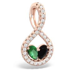 Lab Emerald Pave Twist 'One Heart' 14K Rose Gold pendant P5360