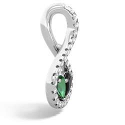 Lab Emerald Pave Twist 'One Heart' 14K White Gold pendant P5360