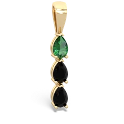 Lab Emerald Dew Drops 14K Yellow Gold pendant P2251