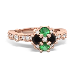 Lab Emerald Sparkling Tiara Cluster 14K Rose Gold ring R26293RD