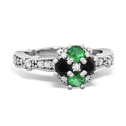 Lab Emerald Sparkling Tiara Cluster 14K White Gold ring R26293RD