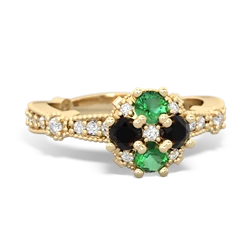 Lab Emerald Sparkling Tiara Cluster 14K Yellow Gold ring R26293RD