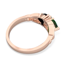 Lab Emerald Celtic Knot Double Heart 14K Rose Gold ring R5040