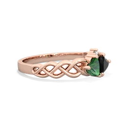 Lab Emerald Heart To Heart Braid 14K Rose Gold ring R5870