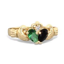 Lab Emerald 'Our Heart' Claddagh 14K Yellow Gold ring R2388