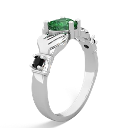 Lab Emerald Claddagh Keepsake 14K White Gold ring R5245