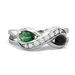 Lab Emerald Diamond Infinity 14K White Gold ring R5390