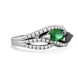 Lab Emerald Diamond Rivers 14K White Gold ring R3070