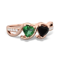 Lab Emerald Side By Side 14K Rose Gold ring R3090