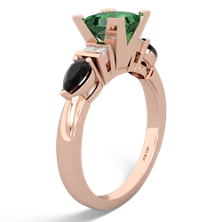 Lab Emerald 6Mm Princess Eternal Embrace Engagement 14K Rose Gold ring C2002