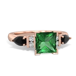 Lab Emerald 6Mm Princess Eternal Embrace Engagement 14K Rose Gold ring C2002