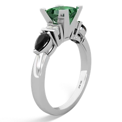 Lab Emerald 6Mm Princess Eternal Embrace Engagement 14K White Gold ring C2002