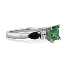 Lab Emerald 6Mm Princess Eternal Embrace Engagement 14K White Gold ring C2002