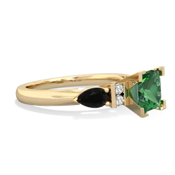 Lab Emerald 6Mm Princess Eternal Embrace Engagement 14K Yellow Gold ring C2002