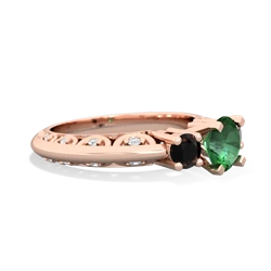 Lab Emerald Art Deco Eternal Embrace Engagement 14K Rose Gold ring C2003