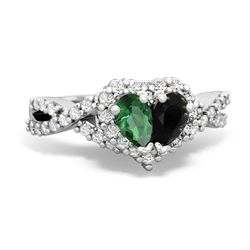 Lab Emerald Diamond Twist 'One Heart' 14K White Gold ring R2640HRT