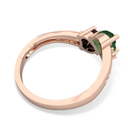 Lab Emerald Snuggling Hearts 14K Rose Gold ring R2178