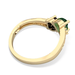 Lab Emerald Snuggling Hearts 14K Yellow Gold ring R2178