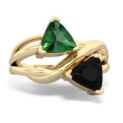 Lab Emerald Split Band Swirl 14K Yellow Gold ring R2341