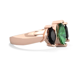 Lab Emerald Three Peeks 14K Rose Gold ring R2433