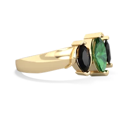 Lab Emerald Three Peeks 14K Yellow Gold ring R2433