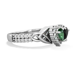 Lab Emerald Celtic Knot Two Hearts As One 14K White Gold ring R2644HRT