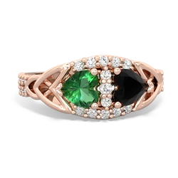 Lab Emerald Sparkling Celtic Knot 14K Rose Gold ring R2645