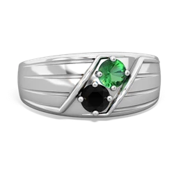 Lab Emerald Men's Streamline 14K White Gold ring R0460