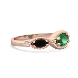 Lab Emerald Milgrain Marquise 14K Rose Gold ring R5700