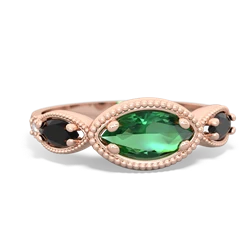 Lab Emerald Milgrain Marquise 14K Rose Gold ring R5700